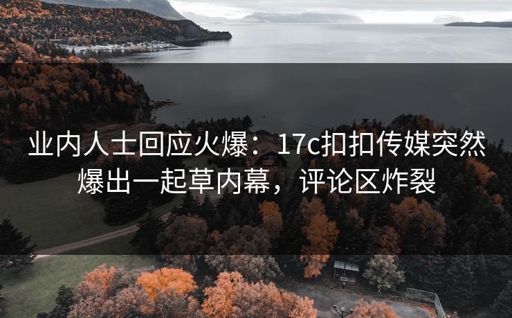 业内人士回应火爆：17c扣扣传媒突然爆出一起草内幕，评论区炸裂